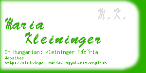 maria kleininger business card